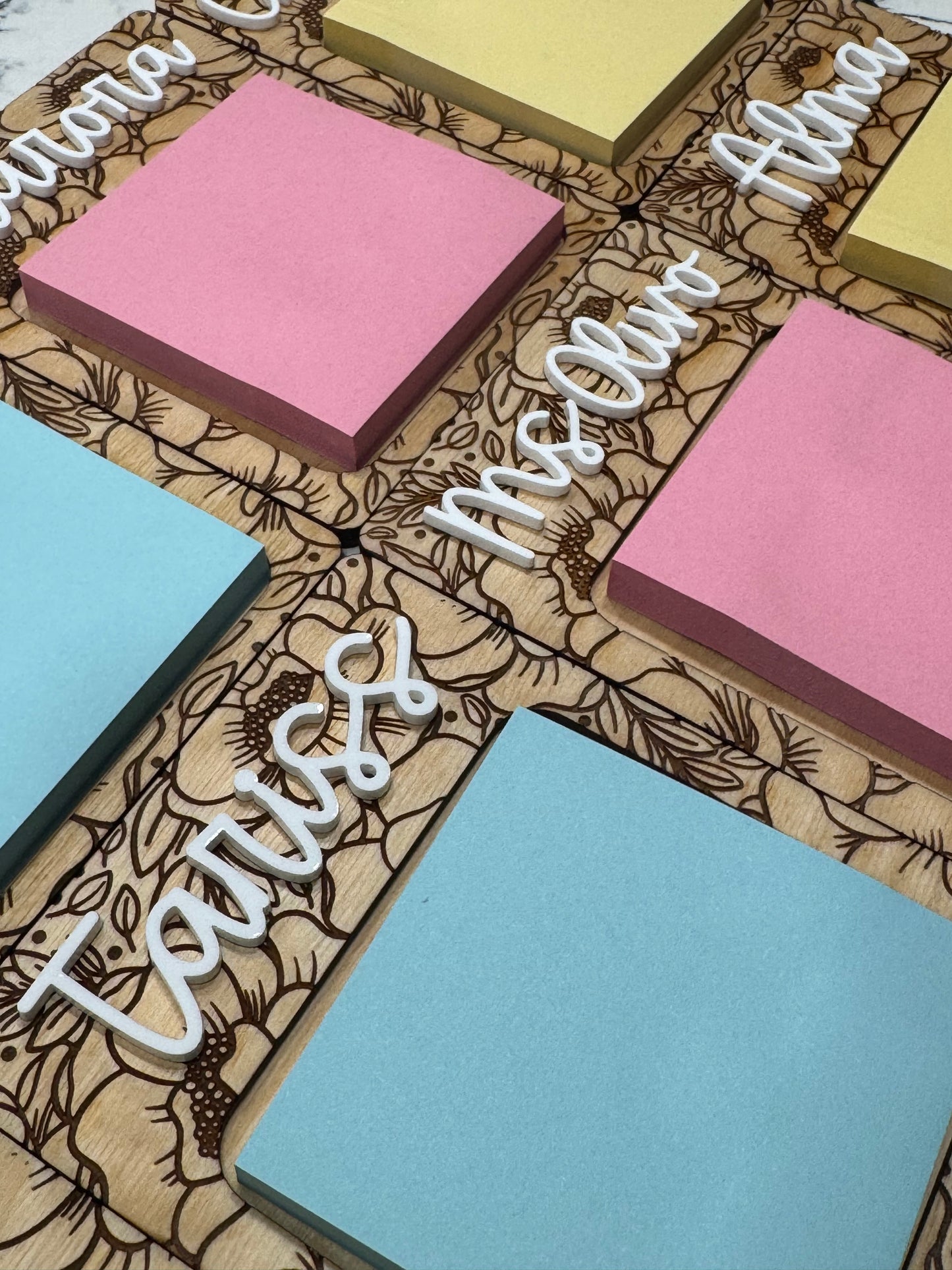 Floral Wood Notepad Holder