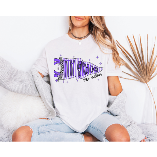 7th Grade Pennant T-shirt- Gildan-Customize