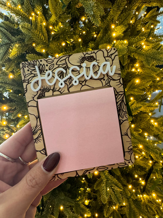 Floral Wood Notepad Holder