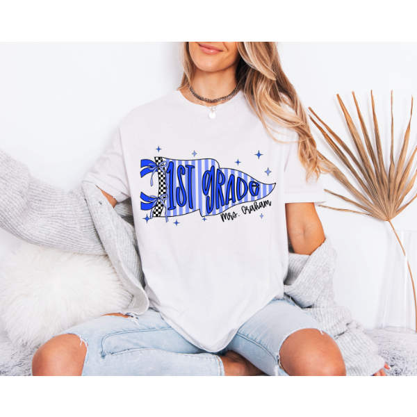 1st Grade Pennant T-shirt- Gildan-Customize