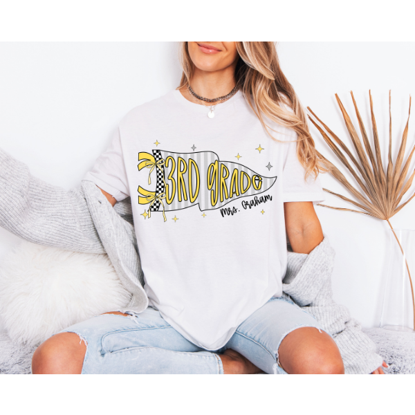 3rd Grade Pennant T-shirt- Gildan-Customize