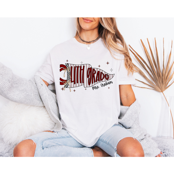 4th Grade Pennant T-shirt- Gildan-Customize
